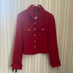 Sister Jane Red Blazer Tailored Wool Blend